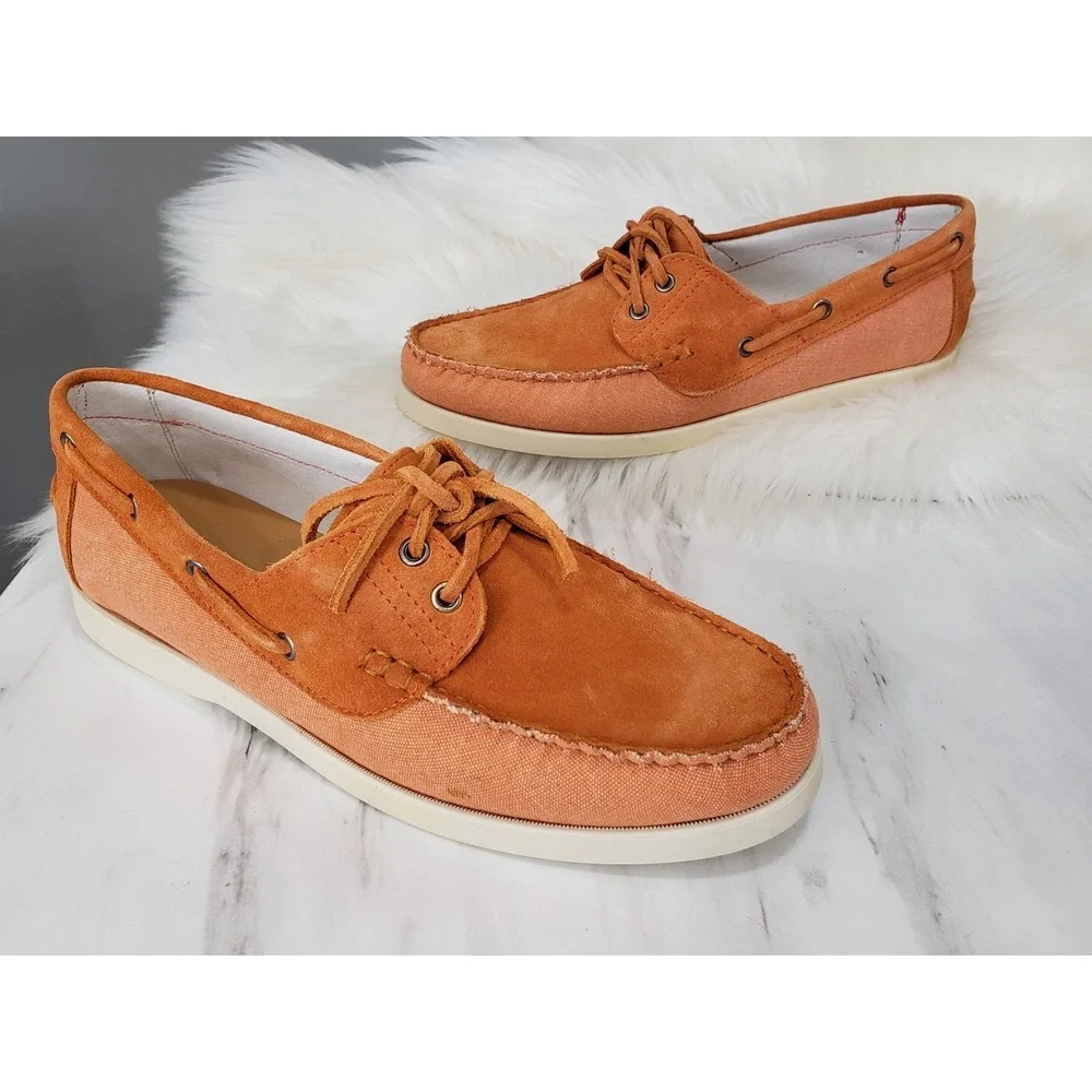 Stefano Bonfiglioli Mens Suede Leather Loafer Boat Shoes ORANGE Sz 43 US 10